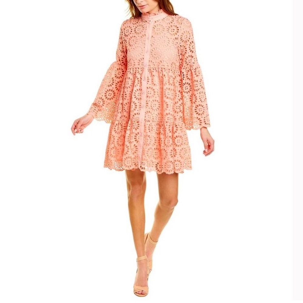 Beulah Womens  Eyelet Mini Dress, Pink Size Small